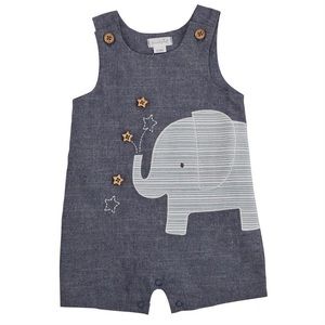 Mud Pie Elephant Chambray Shortall NWT size 3-6mon